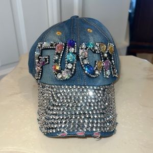 FXCK y2k rhinestone hat